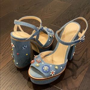 Zara Women Denim Platform Pump, size 38